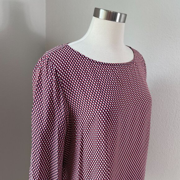 Theory Womens Large Geometric 100% Silk Long Sleeve Tunic Top Shirt - Picture 3 of 10